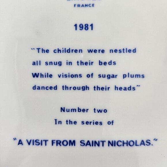 1981 Haviland Limoges Christmas Plate A Visit From Saint Nicholas 2nd in series - Picture 4 of 10